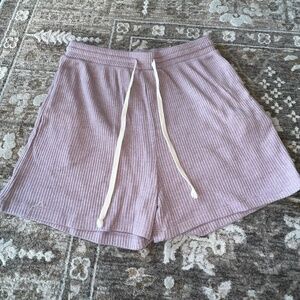 Lavender Ribbed Shorts with Drawstring